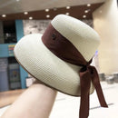 Hepburn Sun Hat Women Summer Sunscreen Straw Hat Female Retro Bow French Elegant Hat Big Eaves Sunshade Beach Hat