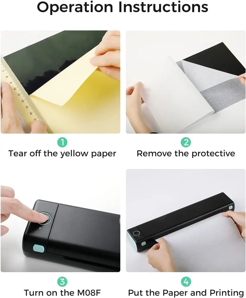 Phomemo M08F A4 Thermal Paper for M08F, PJ762/PJ763MFi, MT800/MT800Q, A4 Portable Printers, M08F Printer Paper, 8.27" x 11.69"