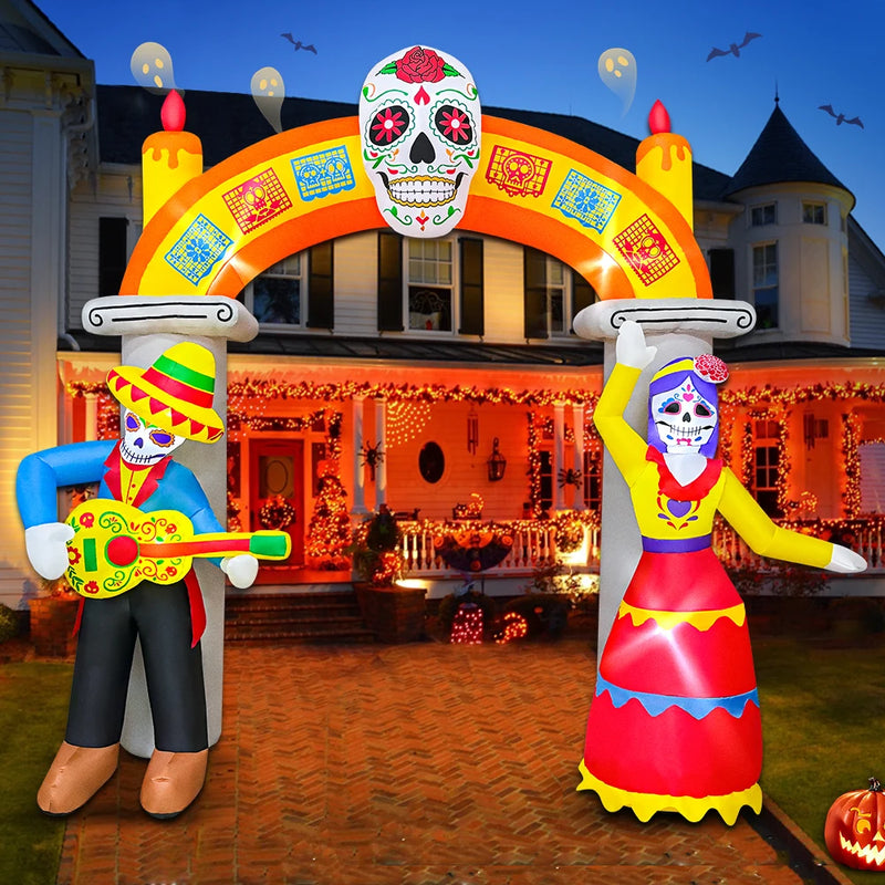 240cm 270cm Halloween Home Outdoor Decoration Arch Door Scary Ghost Pumpkin Witch Blow Up Halloween Party Decor Prop