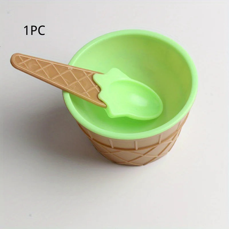 1/6pcs ice cream bowl and spoon set summer essential Christmas party ice cream mold bowl spoon kitchen supplies, kitchen tools