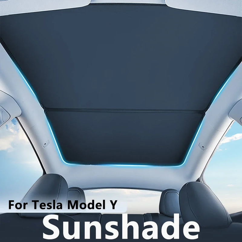 For Tesla Model Y Front Rear Sunroof Windshield Upgrade Split Sunshade Cool Down Skylight Glass Roof Shading Buckle Sun Shades