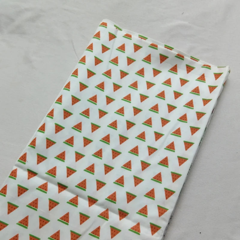 Graceful Pink Green Stripe Fruit  Series Apple Banana Printed Cotton Fabric 50x160cm For DIY Sewing Bedding Quilting Cloth Decor