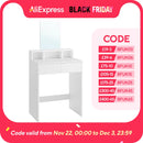 VASAGLE Dressing Table with Large Rectangular Mirror, Vanity Table with 2 Drawers and 3 Open Compartments, Vanity Table