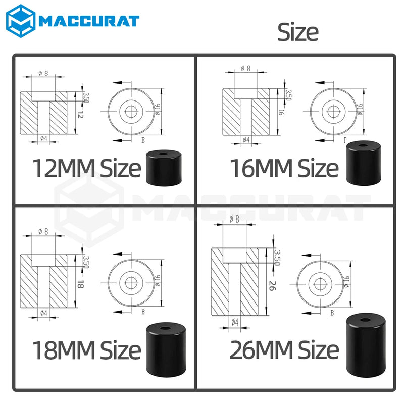 3d Printer High Temperature Blcak Silicone Solid Spacer Hot Bed Leveling Column  Short for CR-10/ CR10S Ender-3 Pro MK3