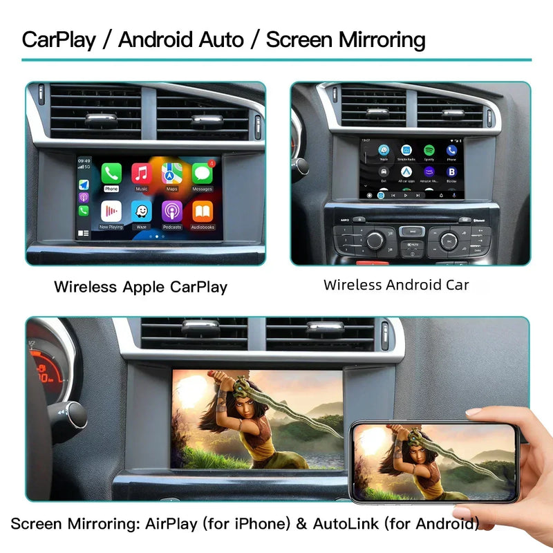 AUTOABC Wireless Carplay and Android Auto module for Peugeot 208 308 508 3008 C4 DS3 DS4 DS5 SMEG system Airplay Mirror Link