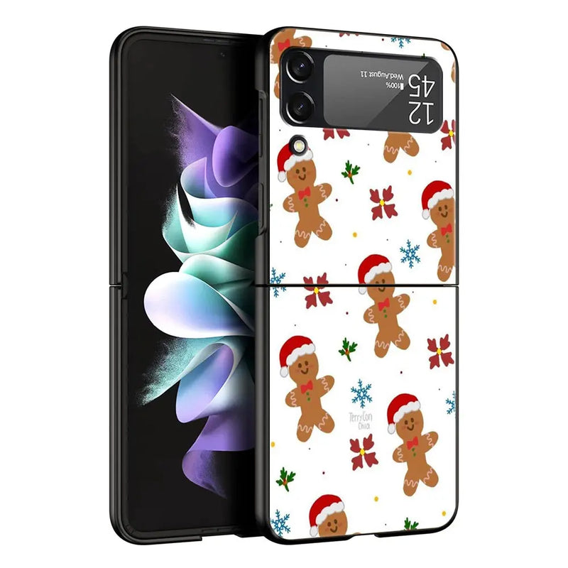 Christmas Santa Claus Z Flip 5 4 Phone Case For Samsung Z Flip 3 Black Hard Shell Galaxy ZFlip3 ZFlip4 Cover Folding Luxury