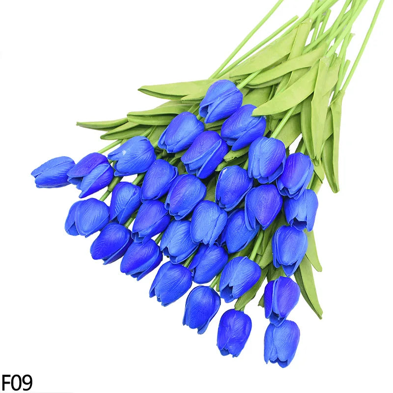 12pcs Artificial Tulip Latex Real Touch For DIY Bouquets Wedding Party Mother's Day Easter Spring Home Dining Decoration