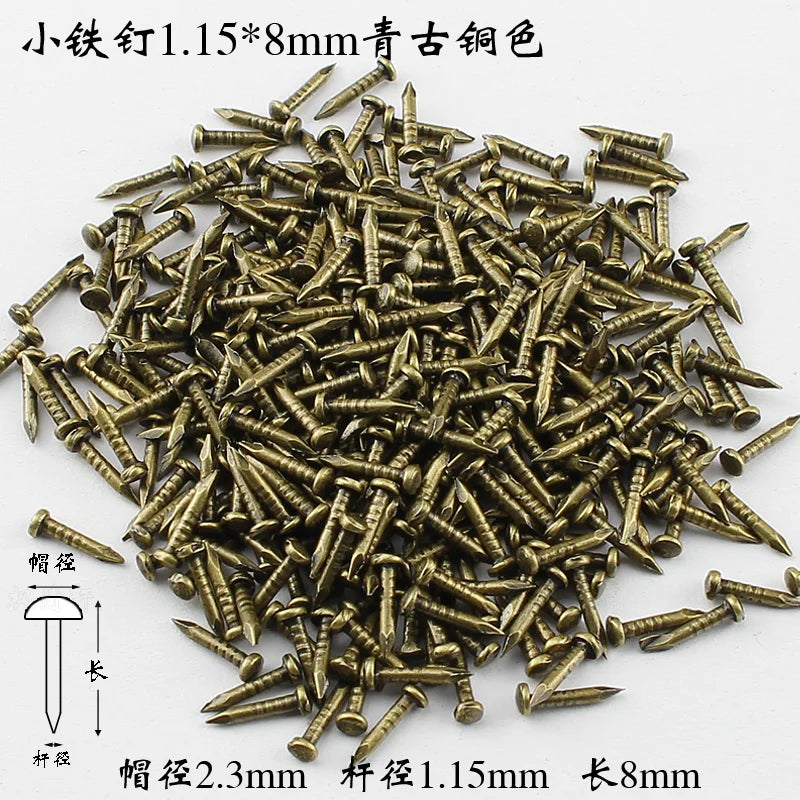 1100-1860PC Gold/Silver // Brass/Bronze Diameter 1.15mm Length 6mm 8mm 10mm Iron Small Mini Round Head Nail Jewelry Box Hinge