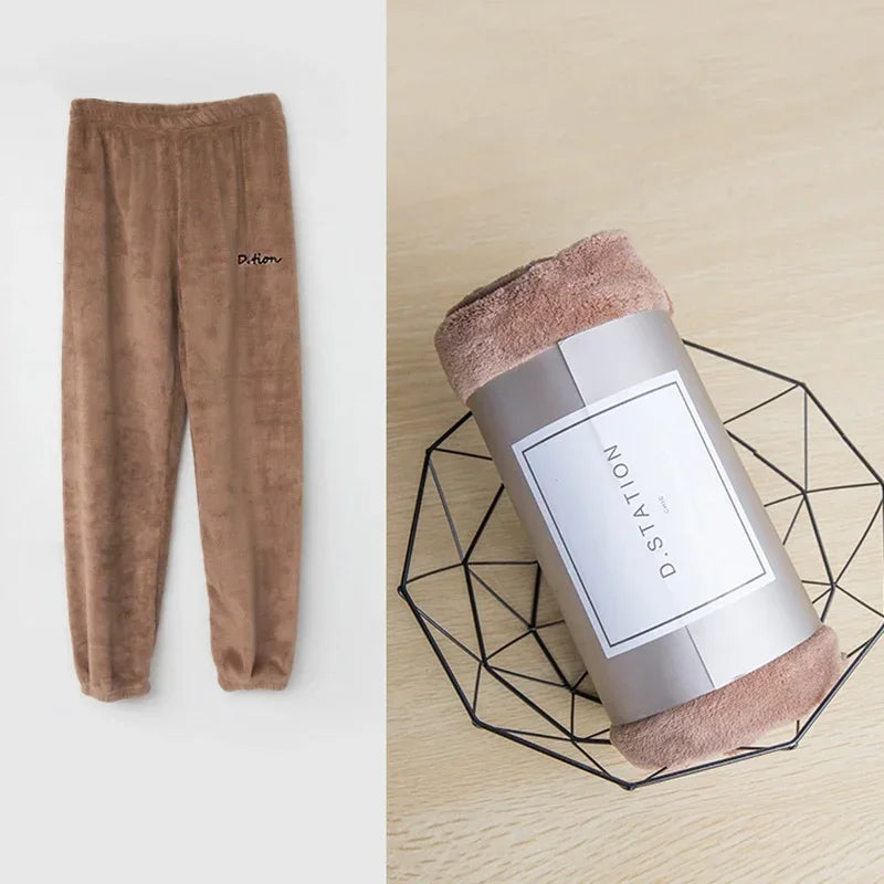 Coral Fleece Pajama Set Couple Pyjamas Suit Women Men Winter Thicken Sleepwear Loose Sleep Set Homewear Soft Warm Pijama Hoodies