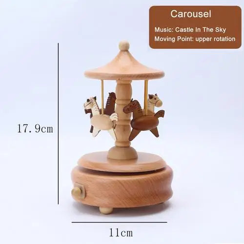 Elegant Wooden Music Box Castle Carousel Musical Box Birthday Christmas Gift For Girlfriend Boyfriend Music Sound Box Present