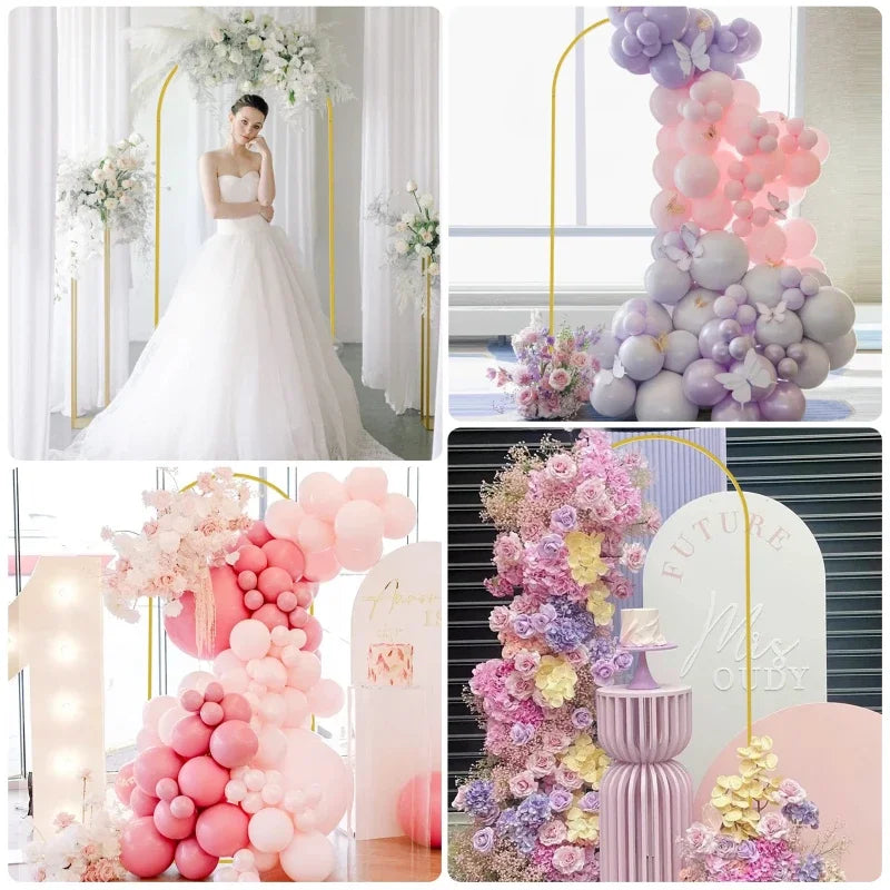 Golden Arch Frame Wedding Party Decoration Backdrop Stands Arched Round Tube Bracket Balloon Kit Display Background