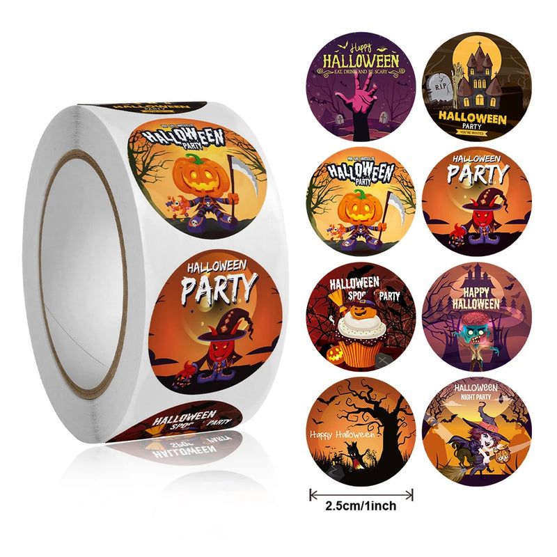 500Pcs Halloween Stickers Funny Pumpkin Emote Ghost Paper Stickers for Gift Packing Bag Sealing Labels Halloween Decoration 2024