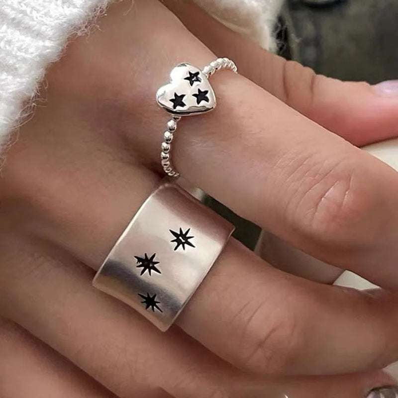 BF CLUB 925 Sterling Rings for Women Fashion Geometric Handmade Irregular Gold StarRing Simple Fine Jelwery Party Christmas Gift