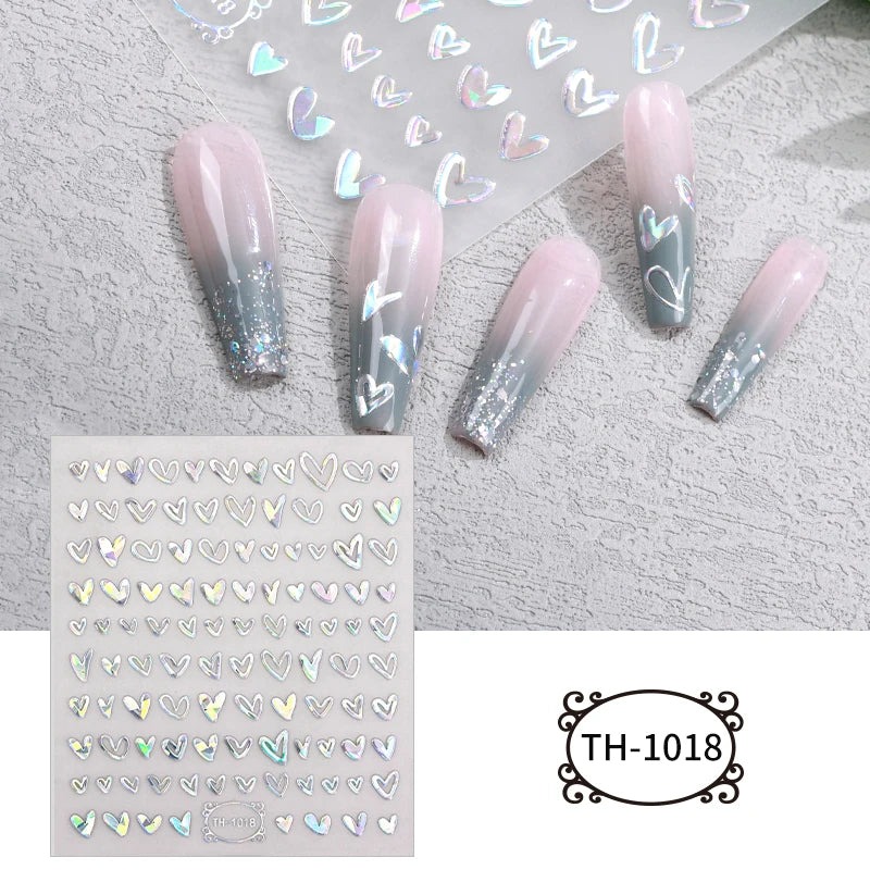 3D Bunny Nail Art Sticker Decals Decorations Easter Egg Design Cute Cartoon Rabbit Flower Nail Stickers Sliders for Manicure