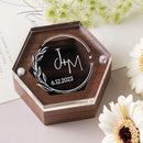 Personalized Engraved Wedding Ring Box, Proposal Gift Acrylic Cover and Wood Base Custom Rings, Engagement Wedding Decorations