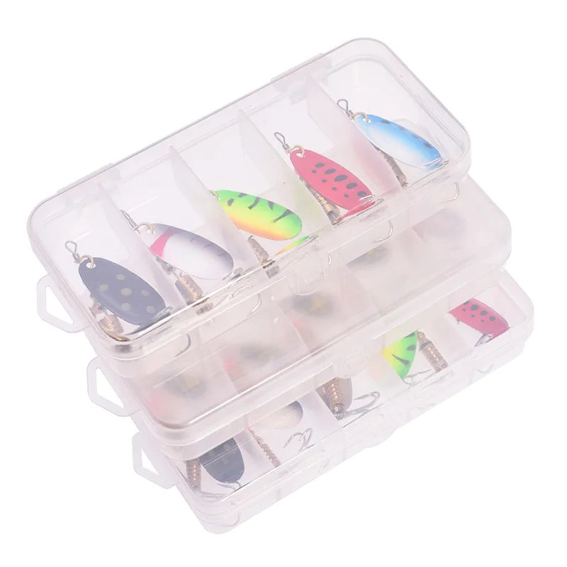 5Pc Per Boxed Spinner Metal Spoon Fishing Bait Set Jig Wobblers Crankbait Shone Sequin Artificial Baits for Carp Trout Lures Kit