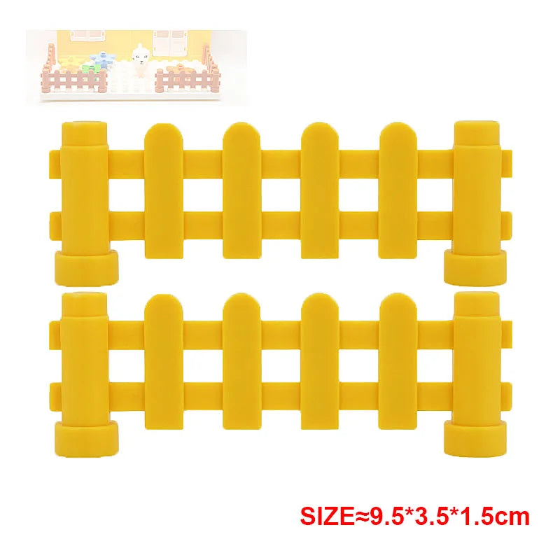 Large Building Block Assembly Accessories DIY Roof Wall Guardrail House City Farm Playground Series Set Gift Toys for Children