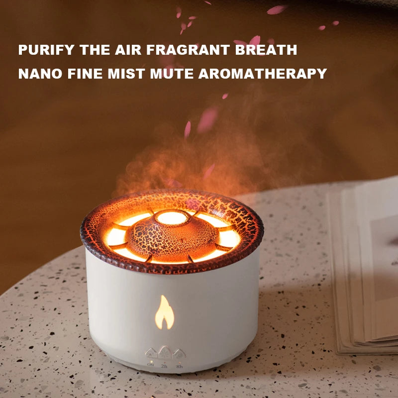 Humidifier Aromatherapy Flame Volcano Light Timer for Bedroom Home Yoga Office Flame Ultrasonic Essential Oil Diffuse