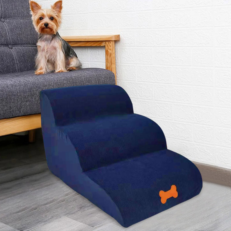 Pet Stairs 3 Steps Non-Slip Stairs For Small Dogs And Cats High Density Sponge Ramps For Bed Sofa With Washable Cover Pet Stair