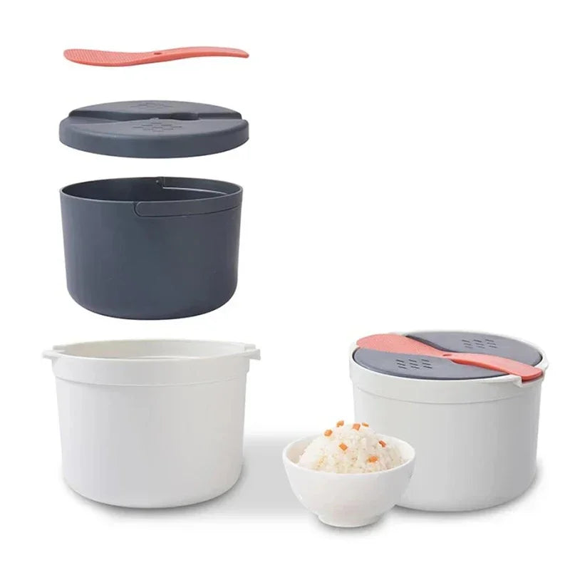 Microwave Oven Rice Cooker Portable Food Container Multifunction Steamer Rice Cooker Bento Lunch Box Steaming Utensils