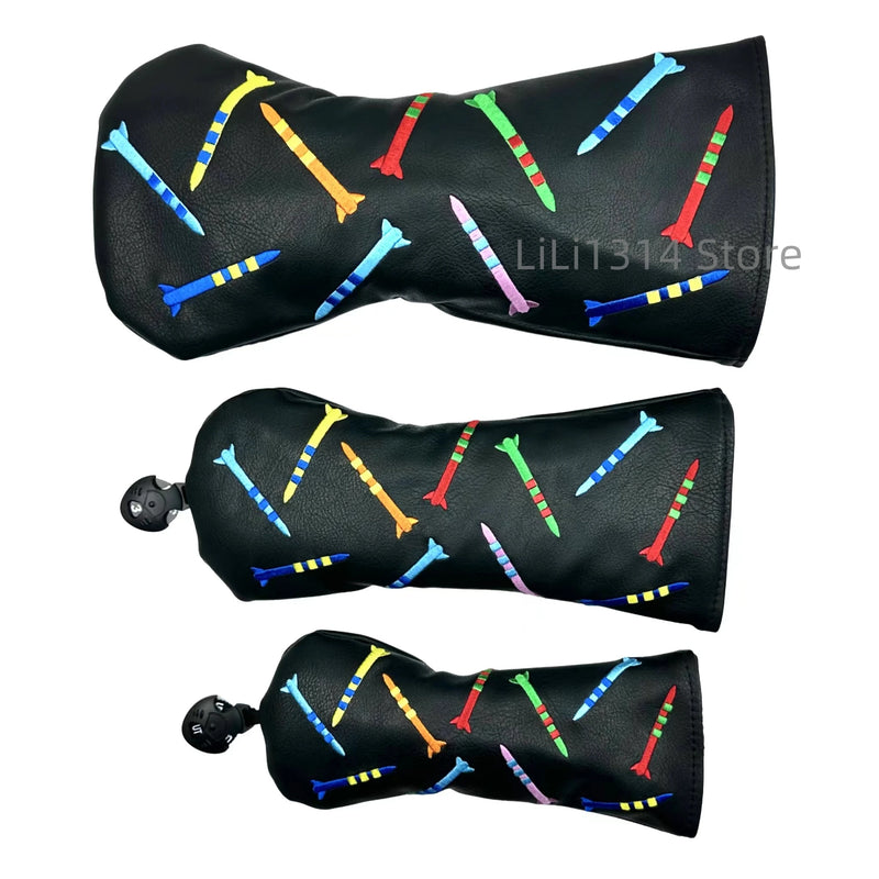 Golf Rocket pattern Head cover Driver Head Covers Fairway Wood Head Covers Hybrid Head Covers Putter Cover Pu Leather