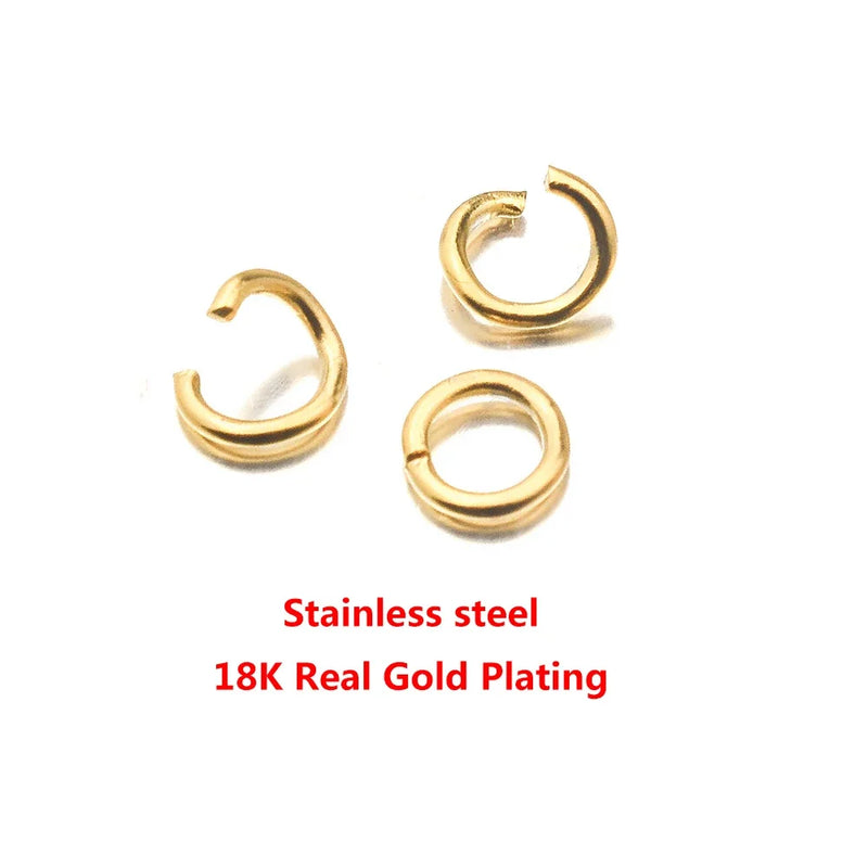 100pcs Pvd Gold Plated Stainless Steel Open Jump Rings Direct 4/5/6mm Split Rings Connectors for DIY Ewelry Findings Making