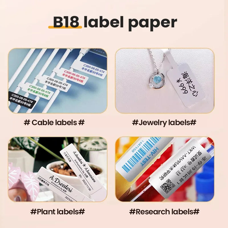 Niimbot B18 White Label Sticker Maintains 10 Years of Heat Transfer Printing Carbon Tape Paper Waterproof and Oil Resistant B18