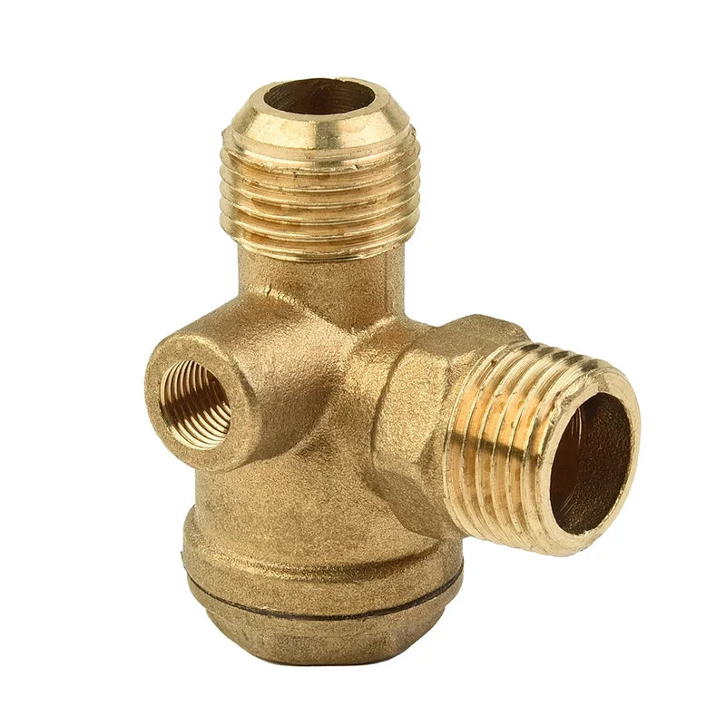 1/2" X 1/2" X 1/8"-Inner Direct Air Compressor Check Valve Air Compressor 3-Port Brass Male Threaded Check Valve Connector Tool