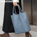 YANATARI bucket bag ladies Luxury woman tote bag genuine cow leather shoulder bag ladies handbags big shopper bag fashion blue