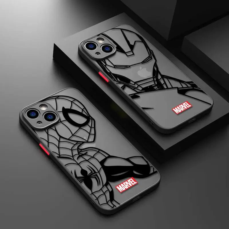 Marvel Spider Man Matte Phone Case for iPhone 15 Pro Max 15promax 15pro 15plus Silicone Frame PC Cover