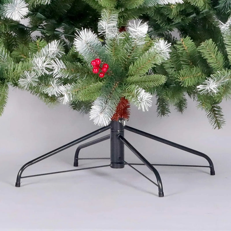 Red Berry snow artificial Christmas tree and metal folding stand for festive decoration big fir hinged
