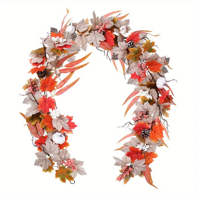 Fall Maple Leaves Pumpkin Garland, 6.56 Ft/ Piece Hanging Vine Garland Artificial Autumn Foliage Garland Thanksgiving