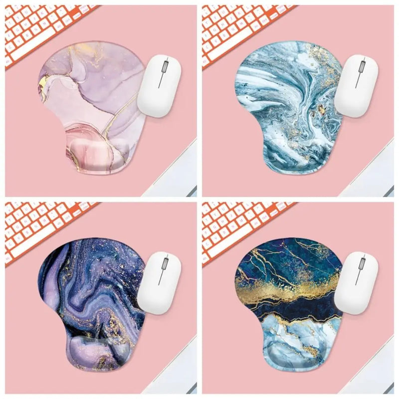 Marbled Texture Wrist Rest Mouse Pad Ergonomic Non Slip Hand Support Mouse Mat Comfortable Oil Painting Gaming Mousepad