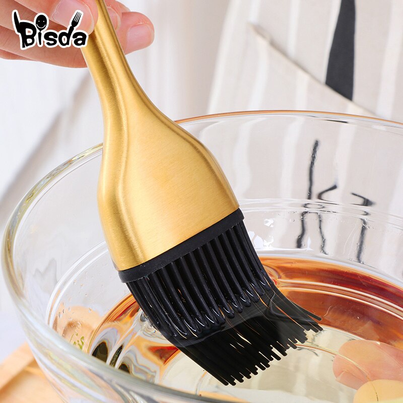 1/2Pc Stainless Steel Oil Brush Silicone Handle BBQ Basting Brush Butter Bake-ware Bread Kitchen Utensils Oil Brush for Grilling