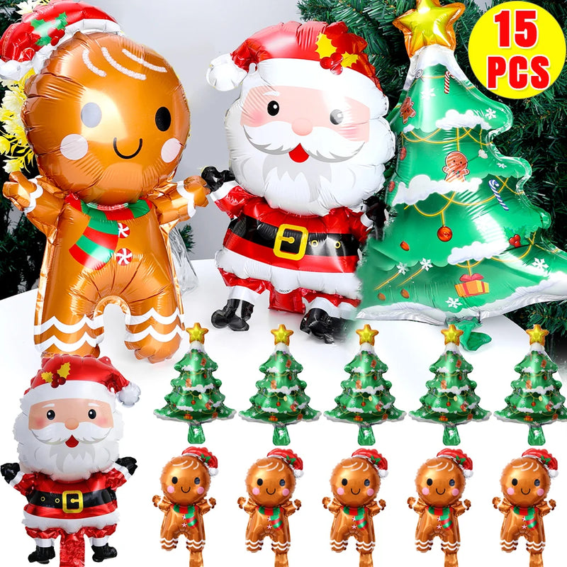 15/1Pcs Christmas Foil Balloons Santa Claus Xmas Tree Aluminum Balloons New Year Kids Gifts Toys Xmas Birthday Party Decorations