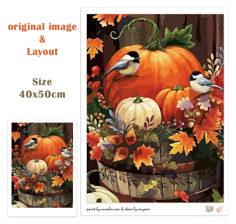 RUOPOTY Frameless Big Pumpkin Oil Painting By Numbers For Kids Halloween Home Room Decor HandPainted Diy Framed Wall Artcraft