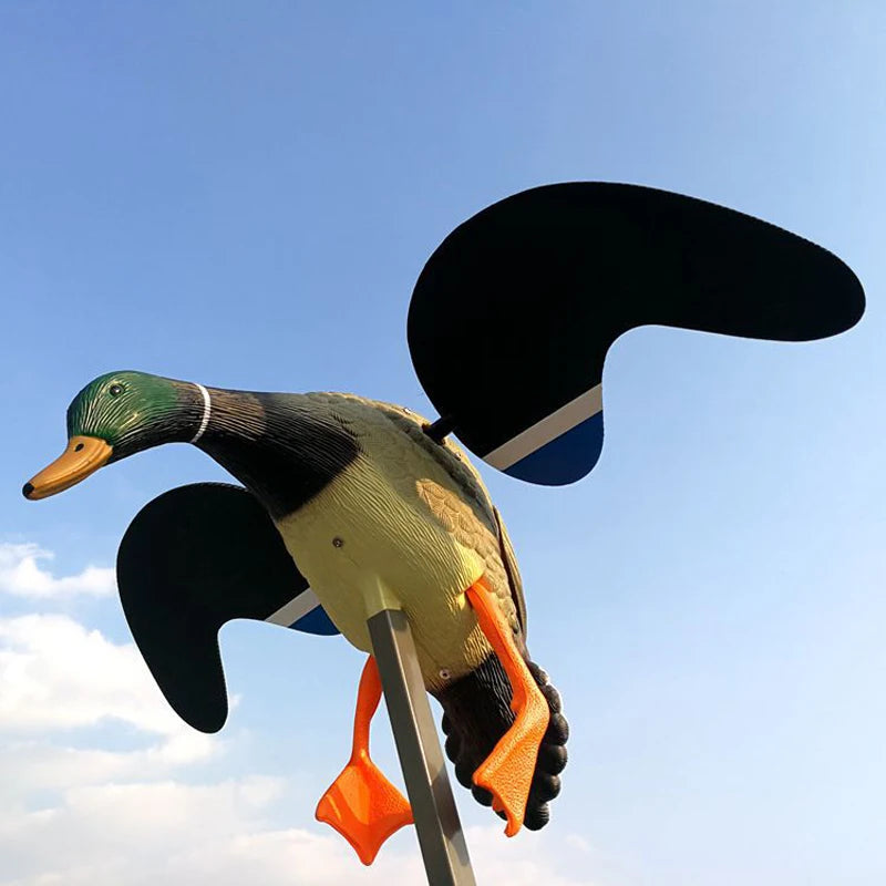 High simulation realistic remote control electric green headed wild duck flying duck, rotating wing male duck, female duck, hunting bait fake duck trap prop statue garden lawn decoration with support rod