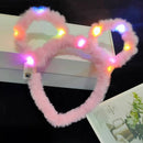 LED 14 Lamp Long Rabbit Ear Headband  Flashing Colorful String Lamp Luminous Hairband Birthday Party Christmas Easter Headband