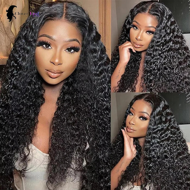 26 28 30 inch Glueless Wigs Human Hair Ready To Wear 6X4 Water Wave Pre Cut Lace Closure Wig Brazilian Deep Curly Wigs For Women