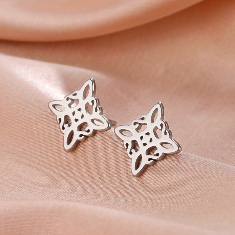 Skyrim Witch Knot Stud Earrings Women Stainless Steel Irish Knot Witchcraft Amulet Protection Earring 2024 Vintage Jewelry Gifts