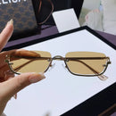 Luxury Brand Metal Half Frame Sunglasses Women Rectangle Shape Rimless Sun Glasses Men UV Protection Retro Punk Y2k Shades UV400