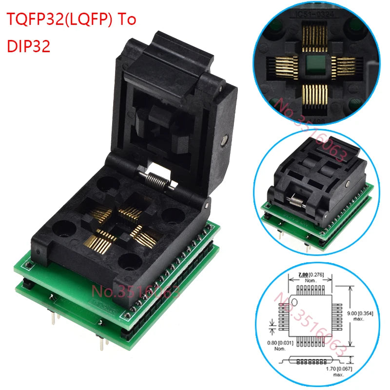 Sop8/Sop14/Sop16/Sop20/Sop28/44/Tssop8/Tssop16/Tssop20/Tssop28/TQFP32/LQFP44 To Dip Programmer Adapter Socket 150/208/173/300mil