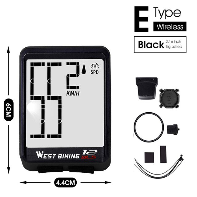 WEST BIKING Bike Computer Multifunction LED Digital Rate MTB Bicycle Speedometer Wireless Cycling Odometer Computer Stopwatch