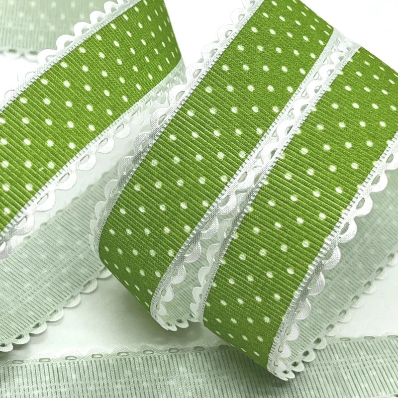 2cm 5Yards Dots Printed Embossed Ribbon For Handwork DIY Craft Bows Scrapbook Easter Wedding Christmas Deco Gift Floral Packing