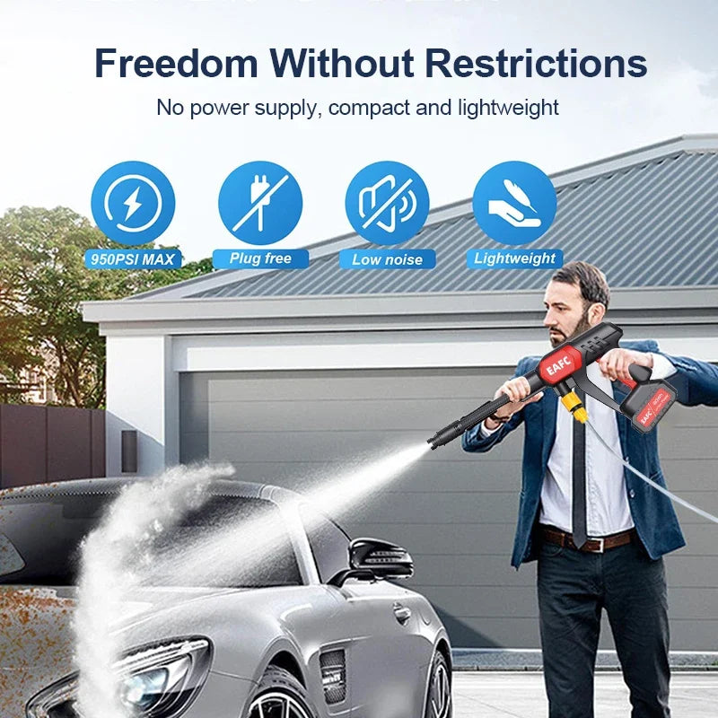 100bar Portable Cordless High Pressure Car Wash Washer Gun Foam Generator Water Gun for Home Garden Car Cleaning Accessories