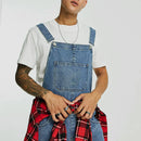 Men Jeans 2024 Overalls Pockets Casual Loose Long Denim Pants Splice Straight Rompers Solid Colour Suspenders Man Jumpsuits