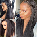 CEXXY 250% Kinky Edge Hairline 360 Full Lace Frontal Wigs Kinky Straight Human Hair with Baby Hair Pre Plucked HD Yaki Straight