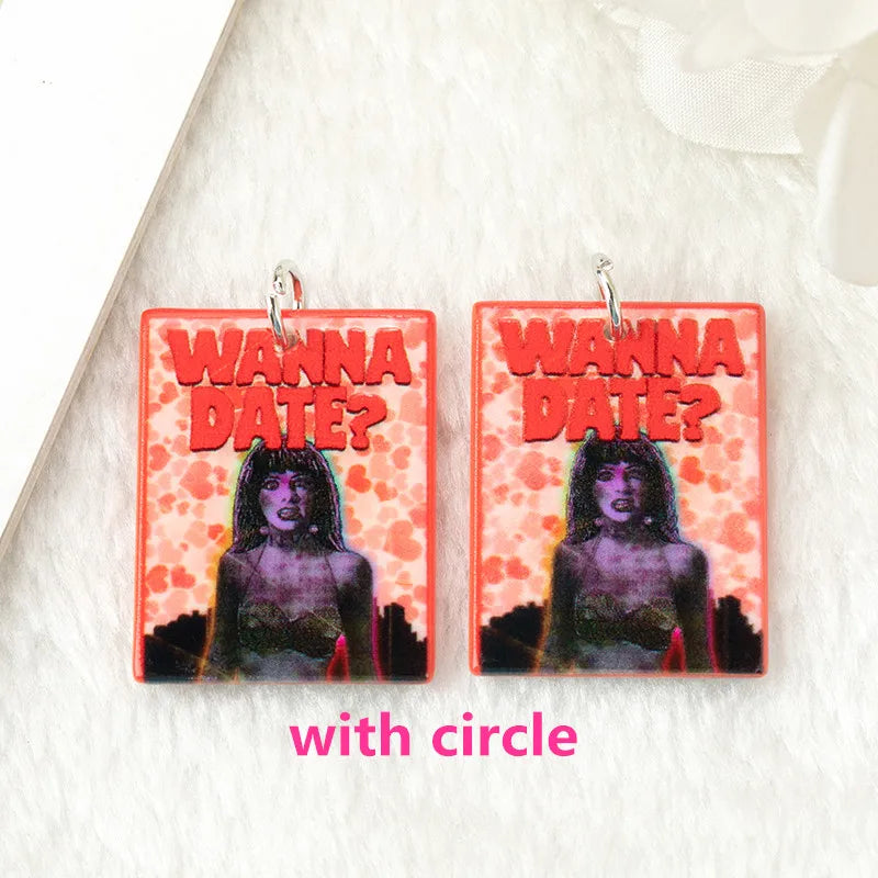 10Pcs Halloween Charms Two Side Print Acrylic Creative Pendant For Necklace  Keychain Diy Making