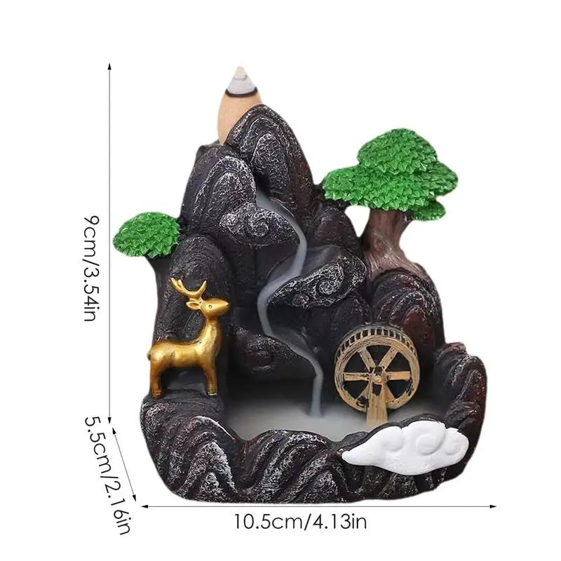 Backflow Incense Burner Resin Incense Waterfall Burner Indoor Smoke Incense Holder Cones Aromatherapy For Bedroom Home Decor