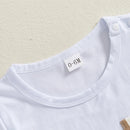 Toddler Boy s Summer Set Short Sleeve Crew Neck Tee with Striped Overall Shorts Cute Baby Boy Outfit for Warm Weather